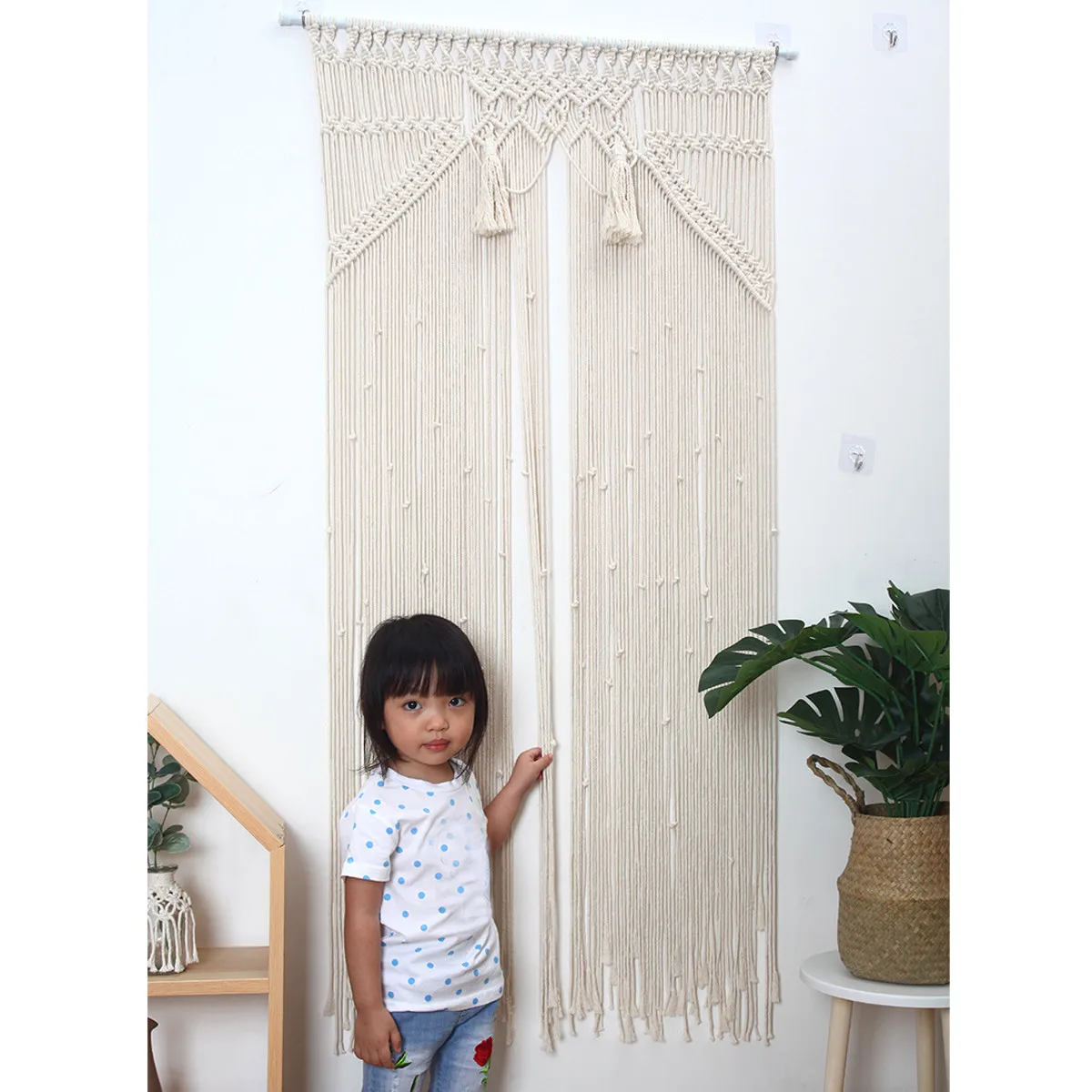 

Bohemian Tassel Macrame Braided Cotton Rope DIY Wall Hanging Craft Macrame Woven String Home Textile Accessories Gift Home Decor