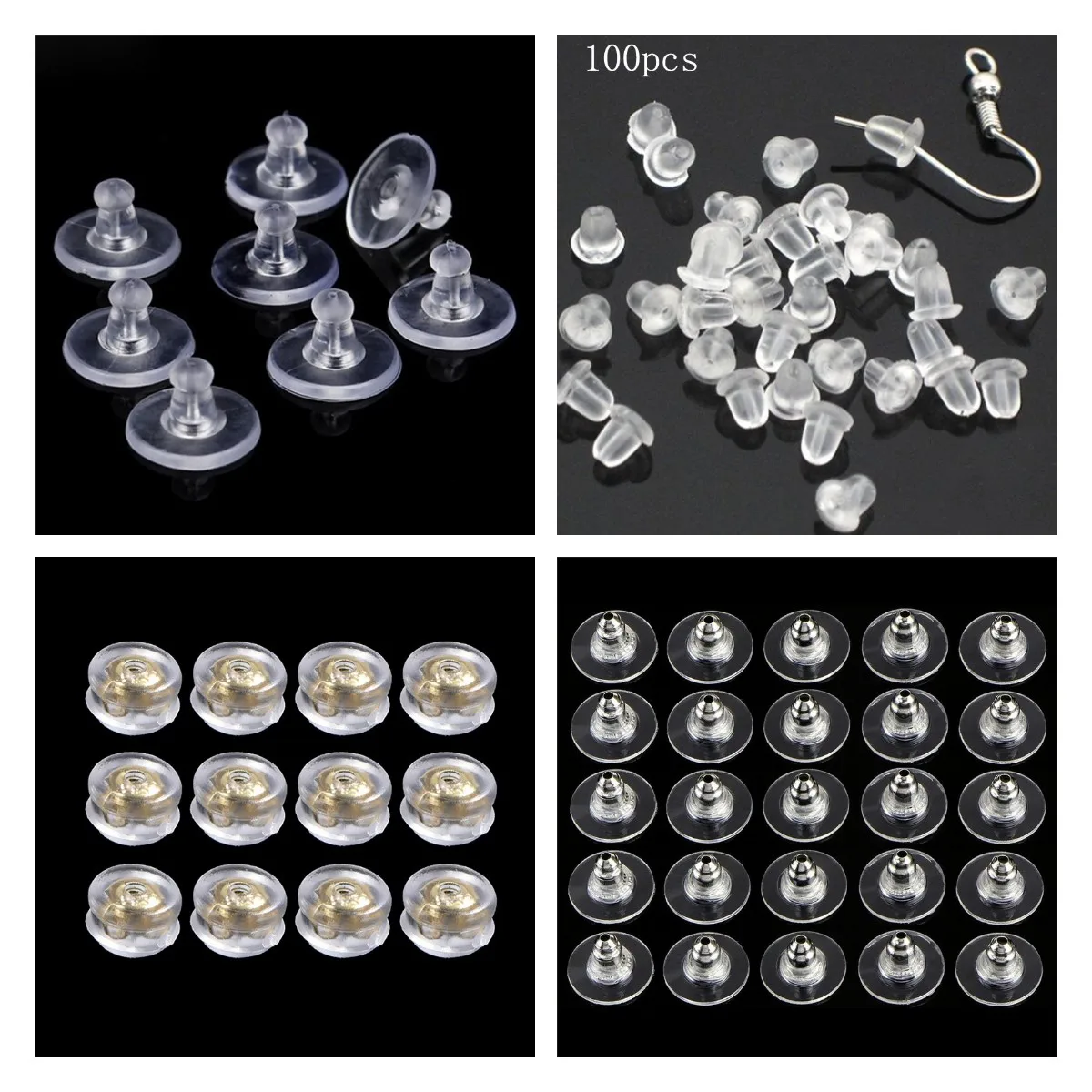 

50/60/100pcs Earring backs Earring Holders Stoppers Soft Nut Silicone Heavy Duty Rubber Earring Backs Sleeves