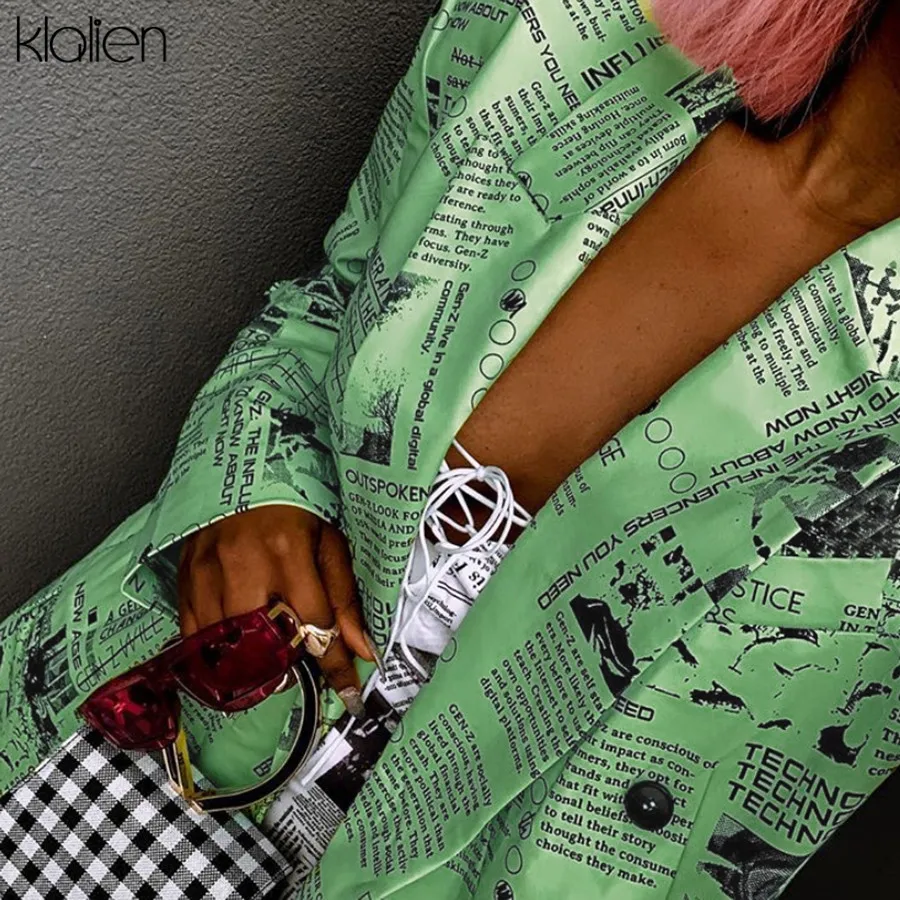 Женский однобортный наряд с принтом kalien куртка длинным рукавом отложным