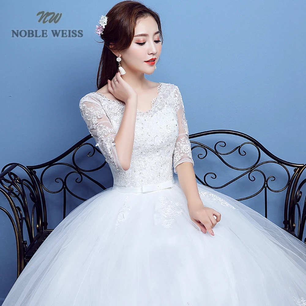 

new large size bride dress half sleeve appliques beading floor length a-line wedding dresses
