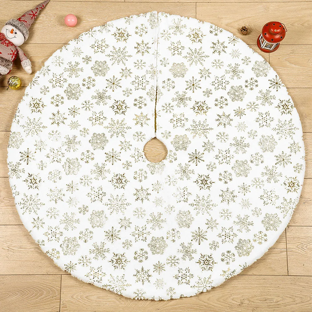 

122cm/ Long White Carpet Snow Plush Christmas Tree Skirt Base Floor Mat Cover XMAS Party Decor New Year Home Decorations