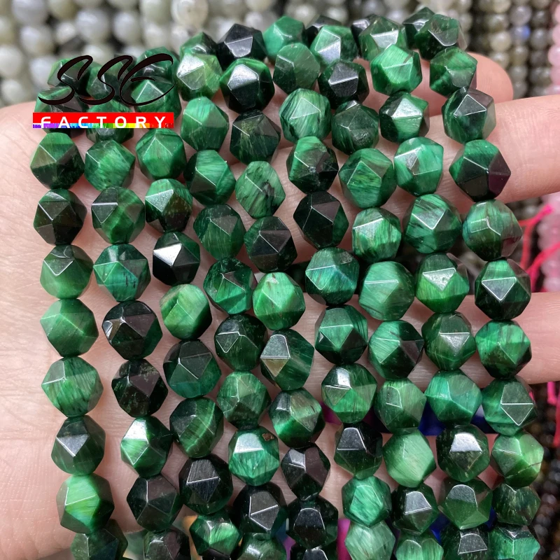 

Faceted Natural Green Tiger Eye Beads Loose Spacer Beads for Jewelry Making Diy Bracelet Necklace Accessories 6 8 10mm 15 Inches