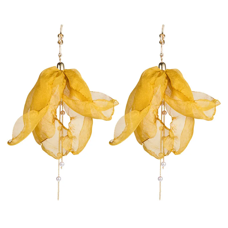 Серьги Модные ювелирные изделия европейские сетчатые газовые кружевные цветы