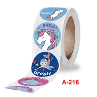 100pcs animal unicorn mermaid thank you sticker packaging sealing sticker roll for kindergarten student birthday gift decoration