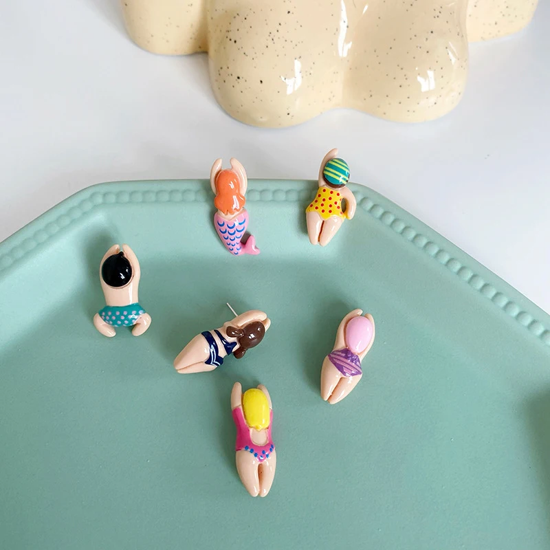 

Resin Cartoon Swimming Mermaid Little Boy Girl Charms for Jewelry Making Diy Hairpin Brooch Earrings Pendant Carft