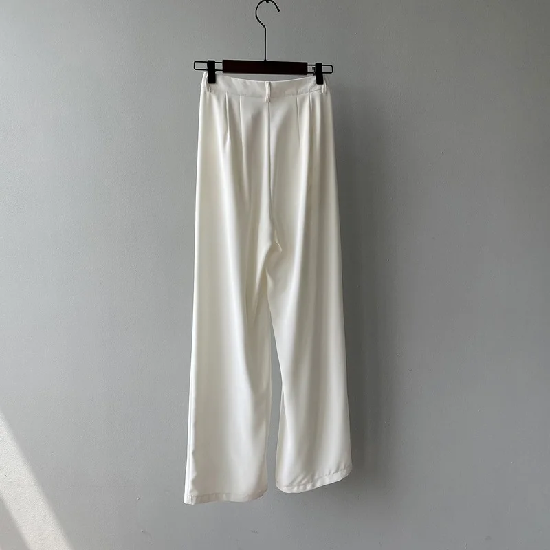 

Loose Wide Leg Plus Size Pants for Women Summer New Casual All Match Trousers Simple Solid High Waist Straight Thin Woman Pants