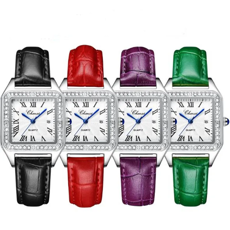 

Luxury Women Watch Waterproof Square Quartz Watches Women Leather Band Diamond Wristwatches Ladies Watch montre femme