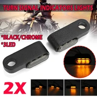 pair 12v motorcycle indicators led turn signal light handlebar amber signal lamp blinker aluminum alloy blackchrome