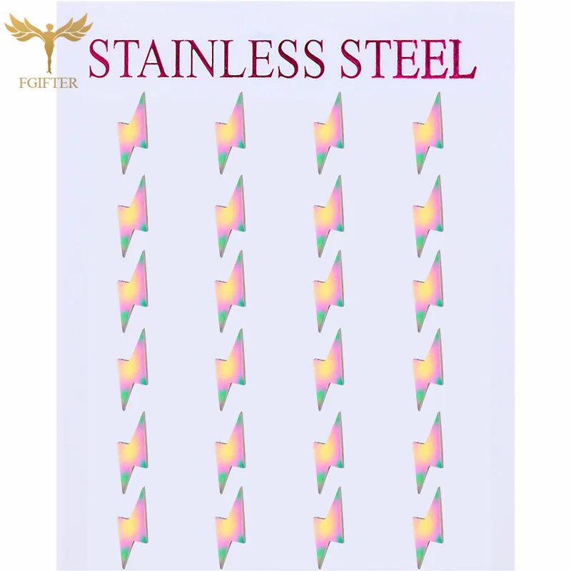 

Color Stud Earrings Sets for Women Lightning Stud Earrings Stainless Steel Ear Accessories Punk Unisex Jewelry