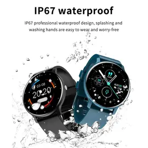 2021 full touch smart watch men blood pressure heart rate monitor round smartwatch women waterproof sport clock for android ios free global shipping