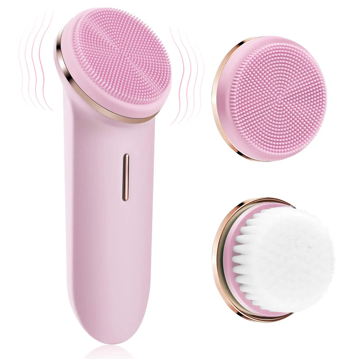 

Jmsht Facial Cleansing Brush Face Skin Care Brushes 2 in 1 Heated Massager Sonic Vibrations Deep Cleaning Electric Face Cleanser