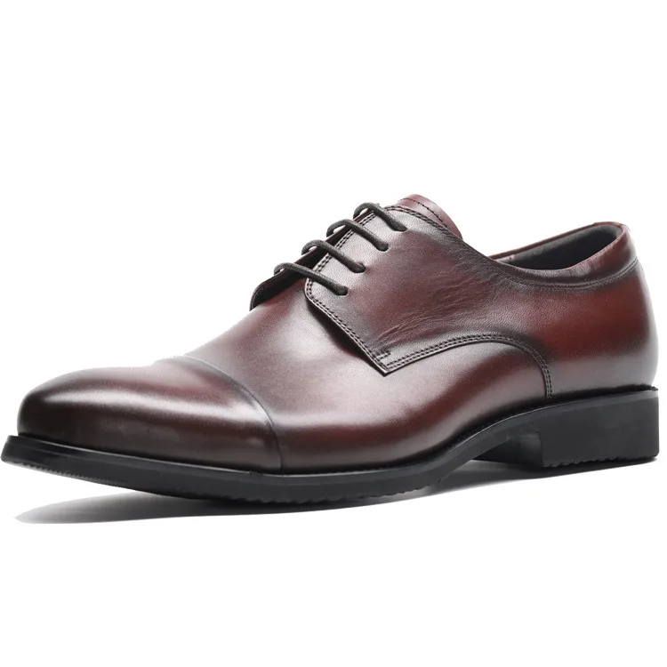 

shoes autumn new three joint officer leather shoes round head lace up top layer leather British business dress shoes