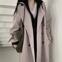 2021 autumn new ladies windbreaker jacket korean coat casual fashion mid length british style coat
