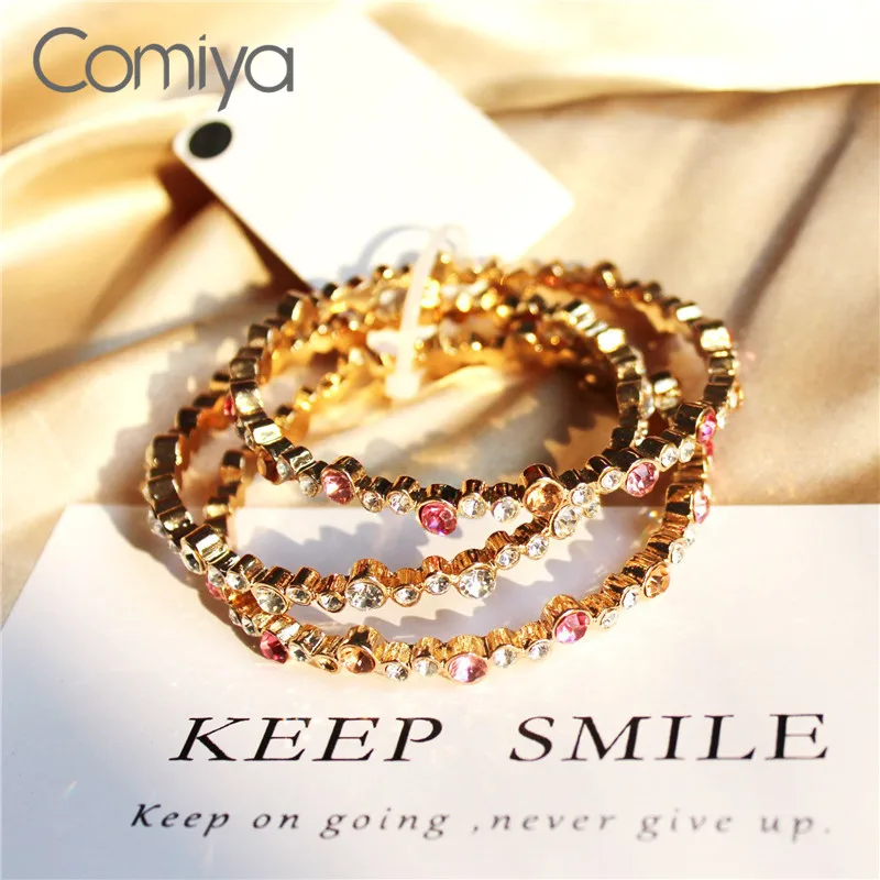 Comiya многослойные браслеты для женщин круглая кристаллическая мозаика золотой