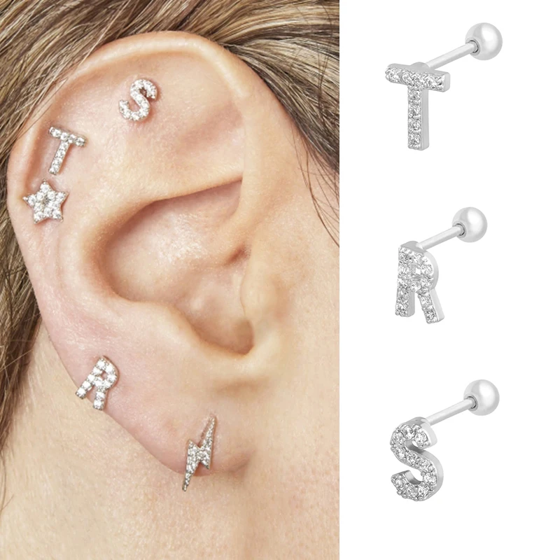 Маленькие Висячие серьги гвоздики из стерлингового серебра 925 пробы с буквенным