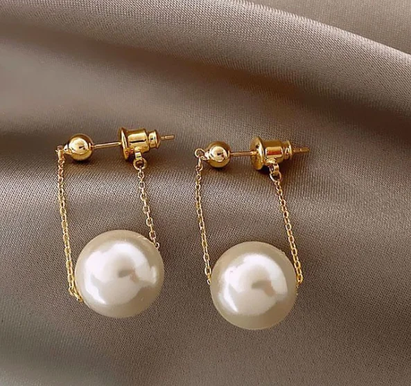 

2021 pearl chain earrings Elegant trend Small Pendant drop Earring For Women lady korean Fashion Unusual Dangle Earring Jewelry