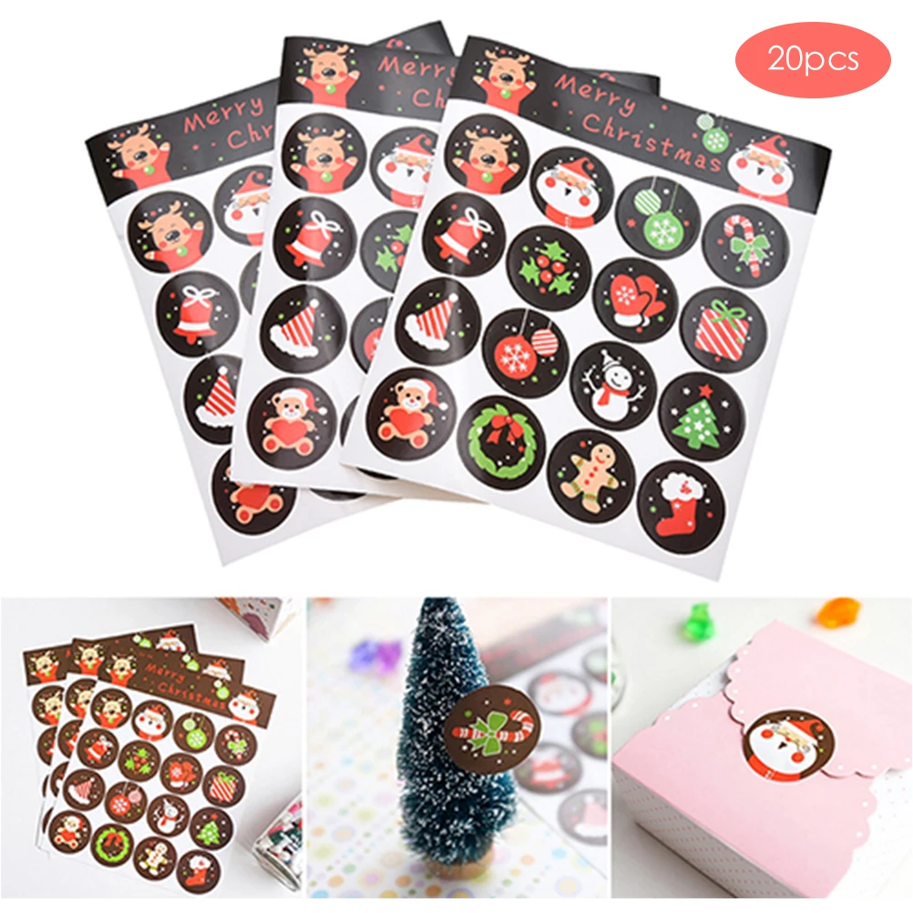 20 шт. круглые рождественские наклейки милые Мультяшные для скрапбукинга на новый