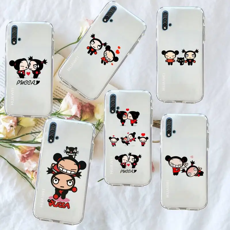 

Cartoon Pucca Cute anime Phone Case Transparent for Huawei honor P mate 40 20 30 10 50 i 9 x mate pro lite 8a
