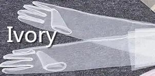 Прозрачные тюлевые перчатки свадебные перчатки до локтя 9 цветов аксессуары для фотосессии перчатки для Хэллоуина DIY перчатки для ногтей - Цвет: Слоновая кость