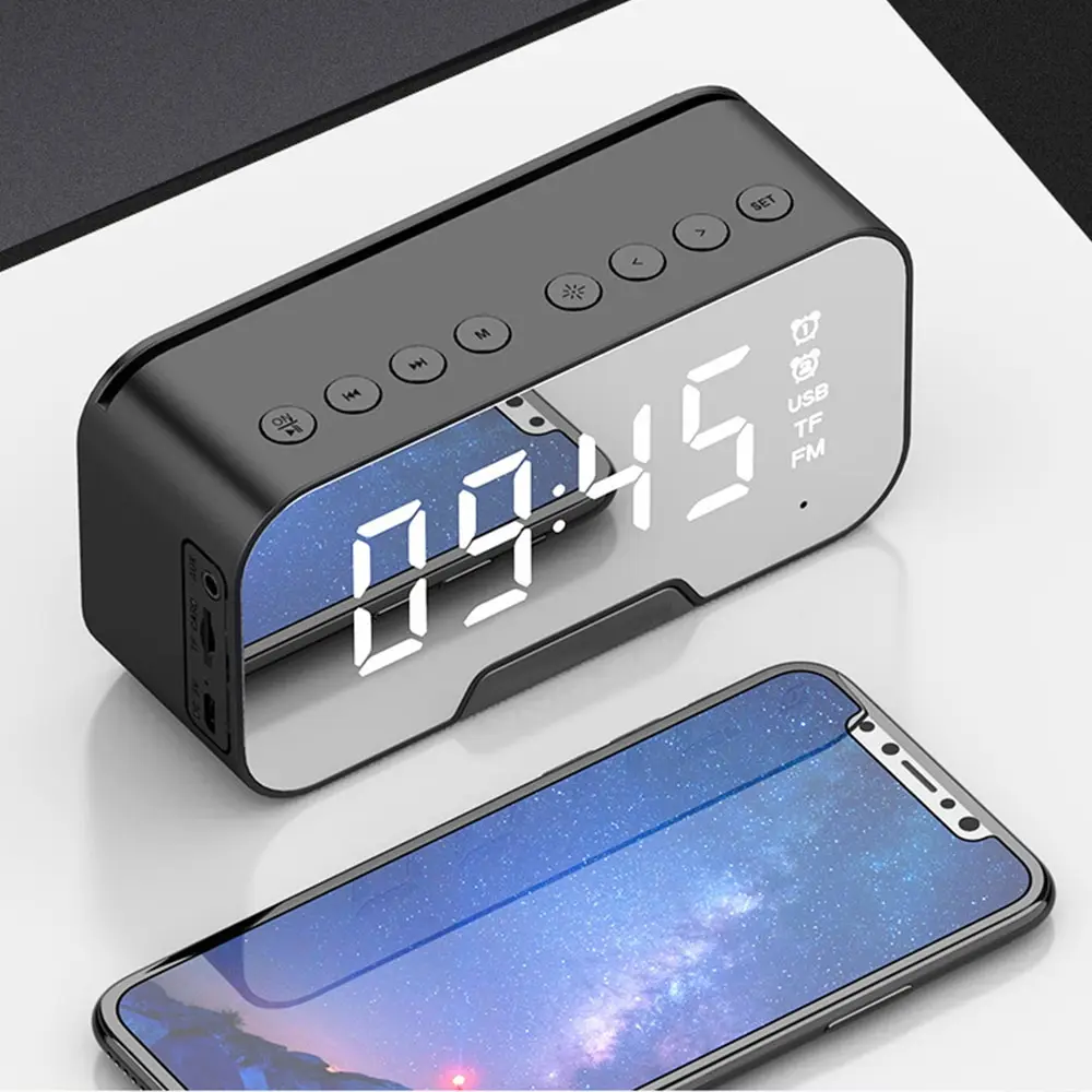 Новый многофункциональный зеркальные часы-будильник Bluetooth Динамик все
