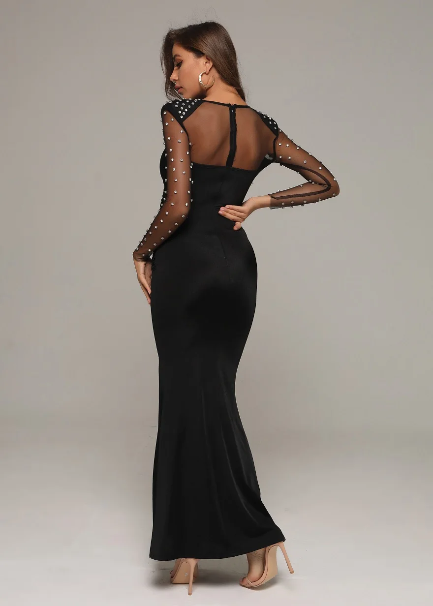 

Elegant Dresses Women Christmas Fashion Evening Party Dress Black Celebrity Long Vestidos