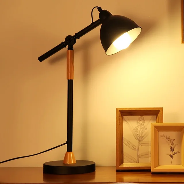 Черная настольная лампа из железного дерева для спальни кровати abajour|Настольные