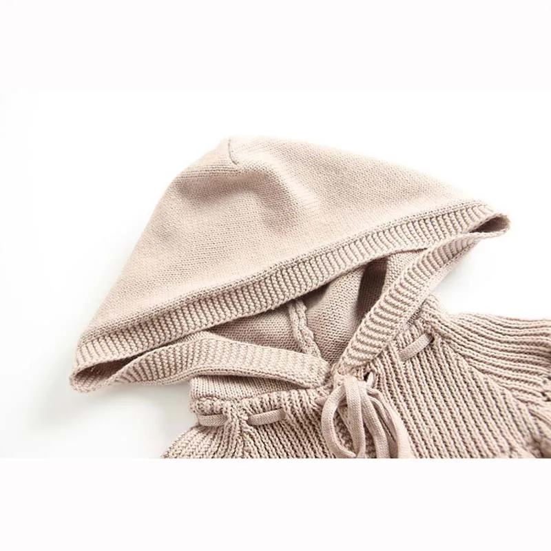 Трикотажный Однотонный свитер с капюшоном и длинным рукавом на