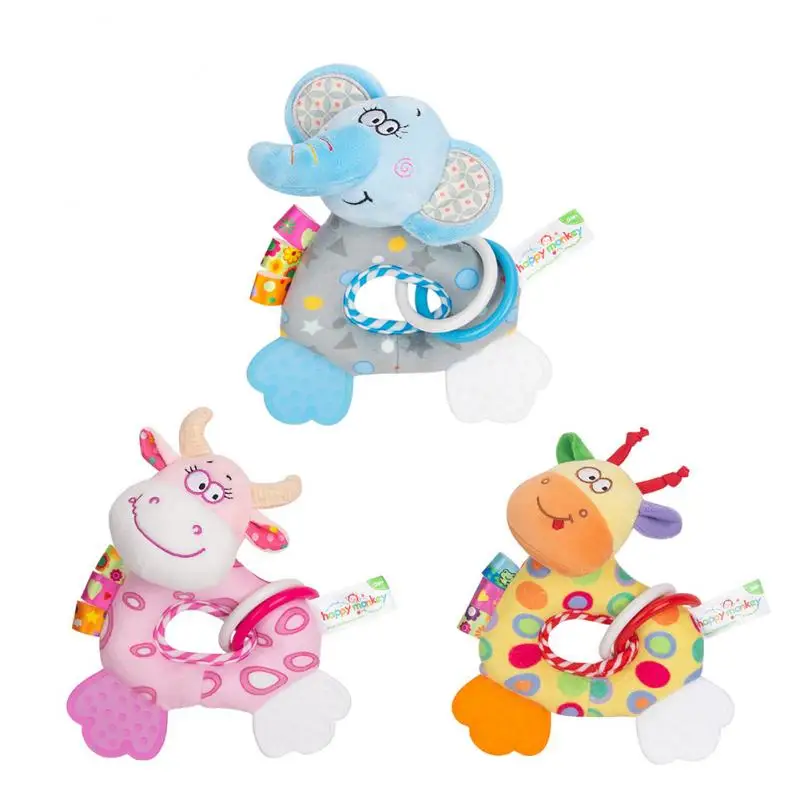 

Dropship Animal Handbells Rattles Plush Infant Baby Development Handle Toys Hot Selling WIth Teether Baby Toy Plush Comfort Toys
