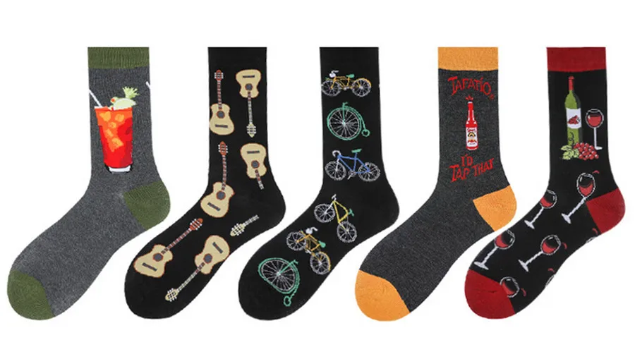 Носки мужские и женские хлопковые с разноцветным мультяшным рисунком | Женская