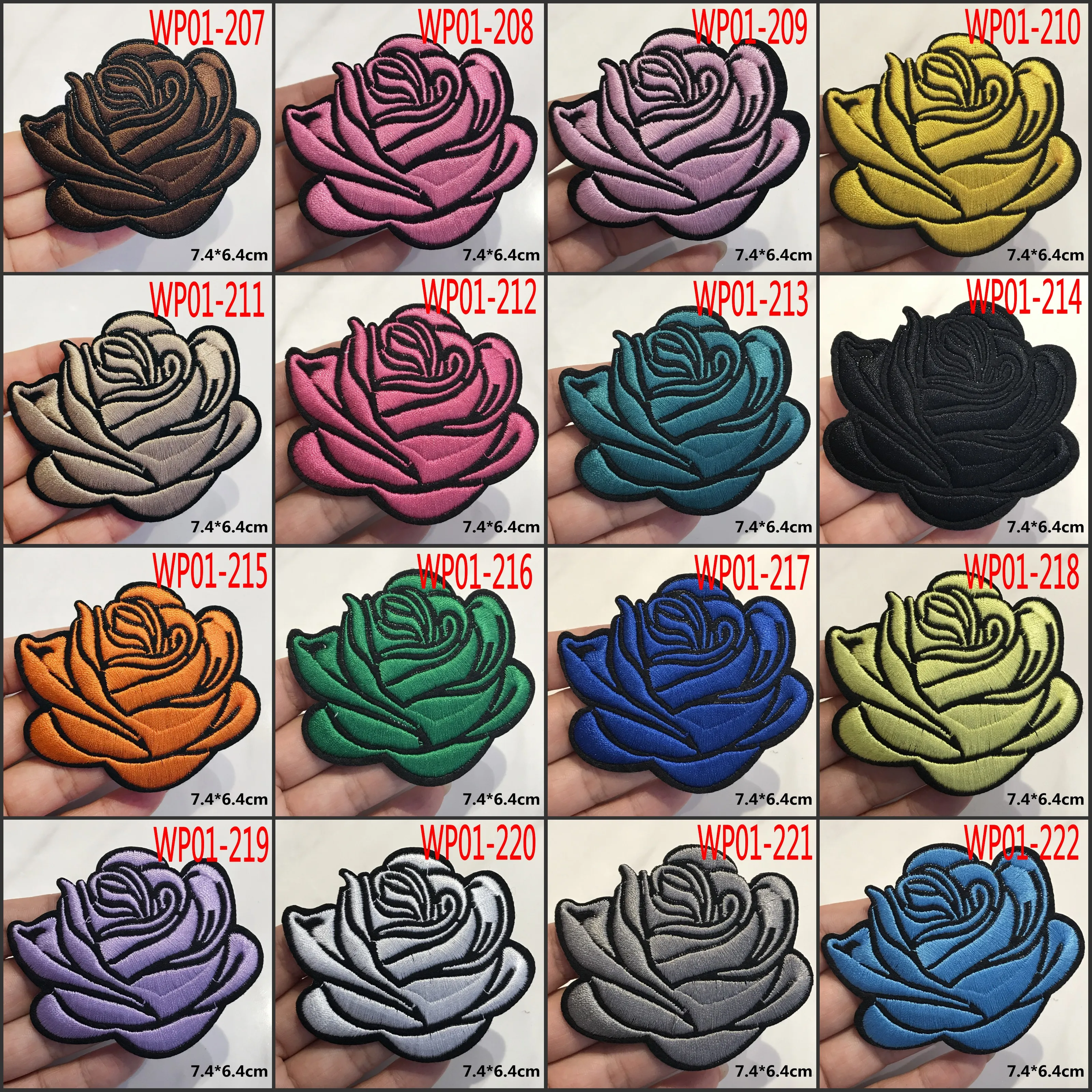 Оптовая продажа 10 шт. вышитые розы патчи термотрансферные Пришивные для