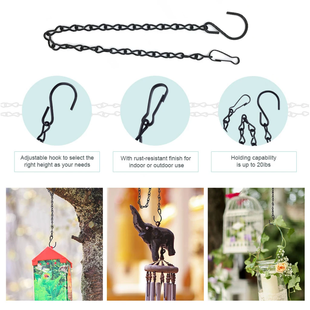 Железные подвесные цепочки 24 см/88 см с крючком для кормушки птиц садовая