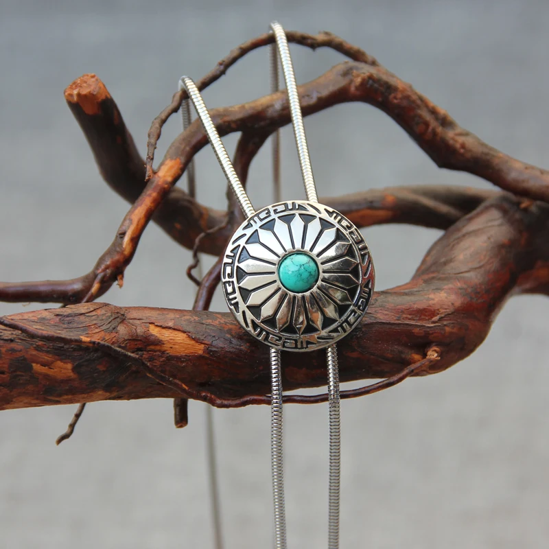 Винтажный Западный ковбойский мужской галстук BOLO Slide клип цветочный узор