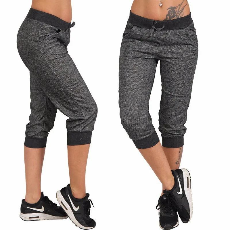 

2021 New Hot Sale Pure Color Tied Casual Women's Cropped Pants