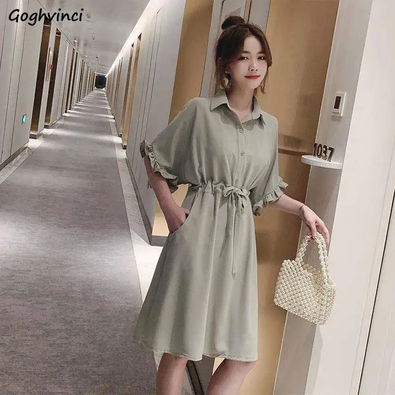 Короткое платье с рукавами летучая мышь Женское рюшами на завязках и отложным