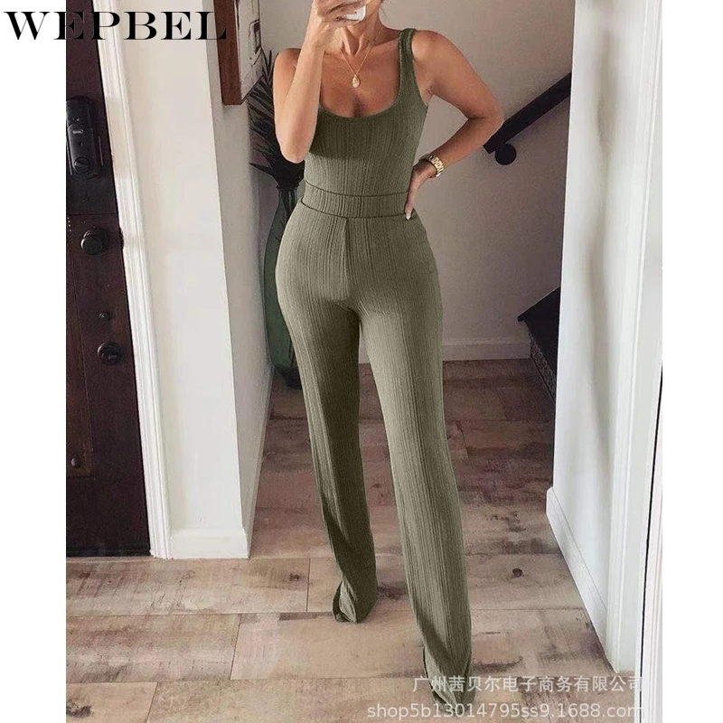 

WEPBEL однотонные Цвет узкого кроя Комбинезоны женские Лоскутные комбинезоны джинсовые шорты, с завышенной талией, с О-образным вырезом Спаге...