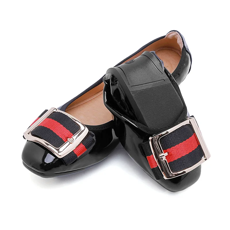 

Womens Foldable Soft Square Toe Ballet Flats Square Buckle Comfort Slip on Flat Shoes