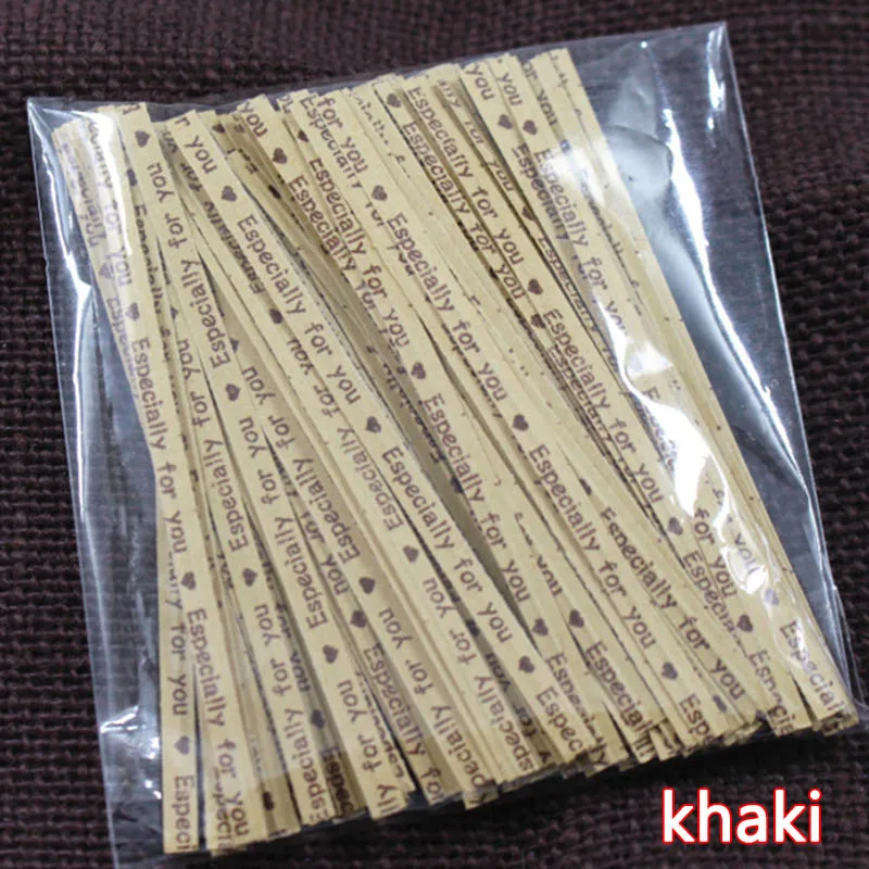 khaki 100 шт торт подарок твист галстук разноцветная сумка для конфет упаковка лигирование леденец десерт аксессуары 9 см провода Металлические Твист Галстуки - Цвет: khaki