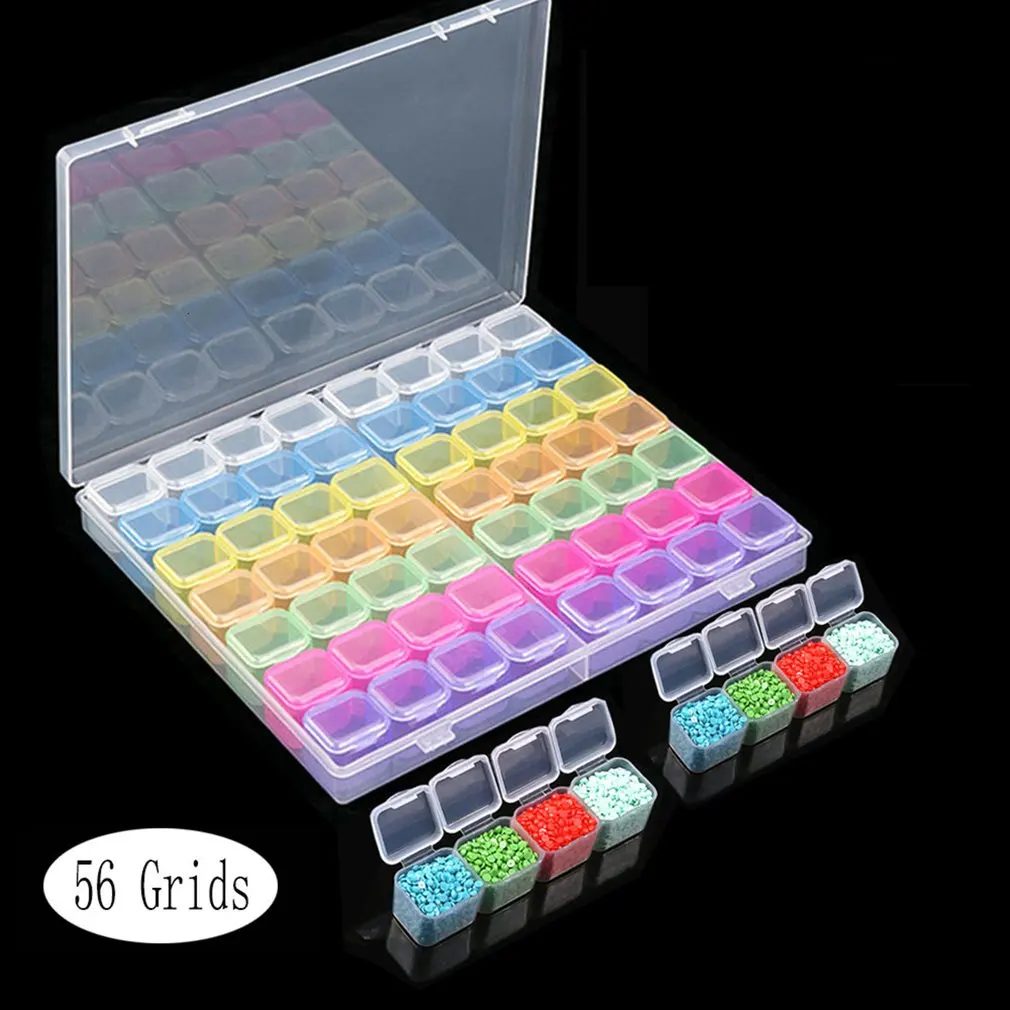 

56 Cells Plastic Colorful Storage Box For Diamond Painting Embroidery Accessories Tool Nail Art Bead Storage Container
