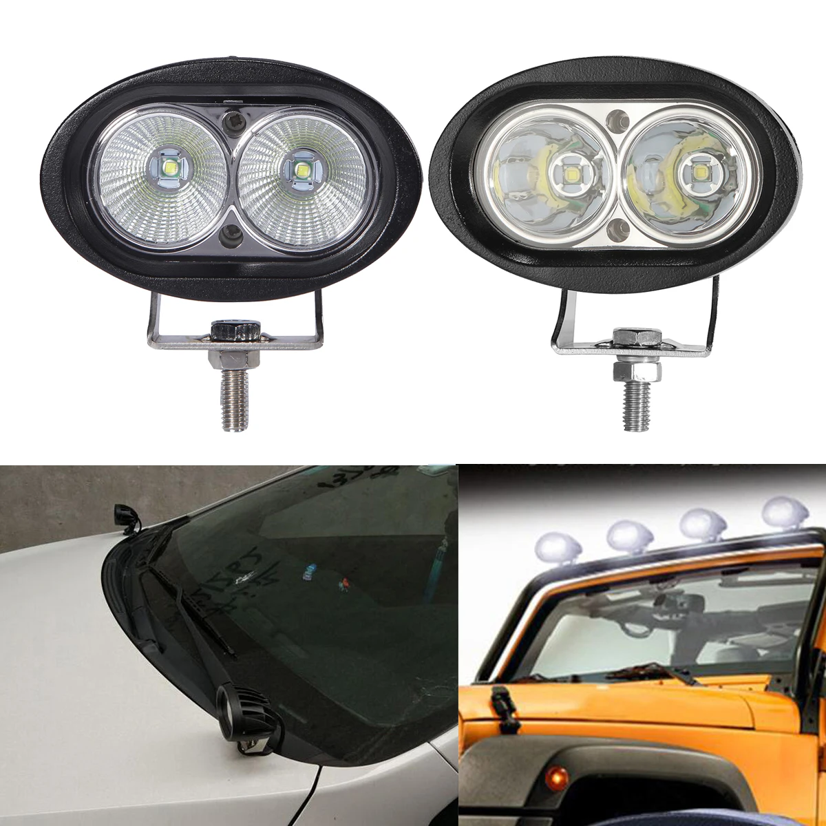 

20W LED Work Light Oval 4inch Motorcycle Car Spotlight 12V 24V Spot Flood Beam SUV ATV UTE Driving Fog Lamp Indicator Headlight