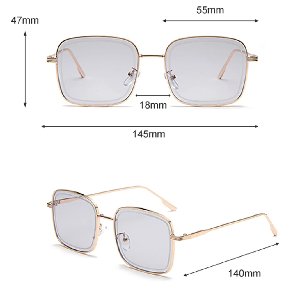 

Peekaboo gold square sunglasses for women metal frame uv400 male fashion sun glasses for men clear lens gifts for summer green