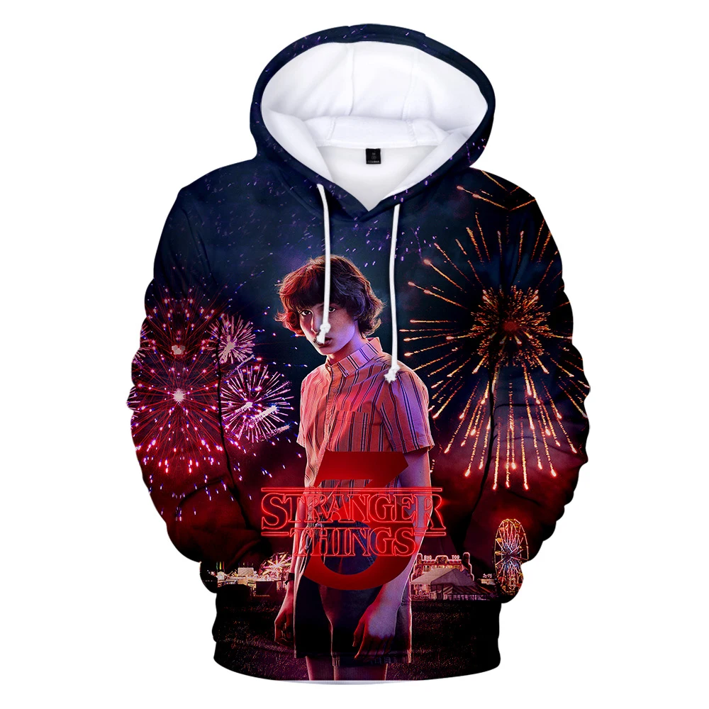 

New Strange thing hoodie 3d movie long sleeve pullovers strange thing male / female oversized boy / girls Casual 3D hoodie