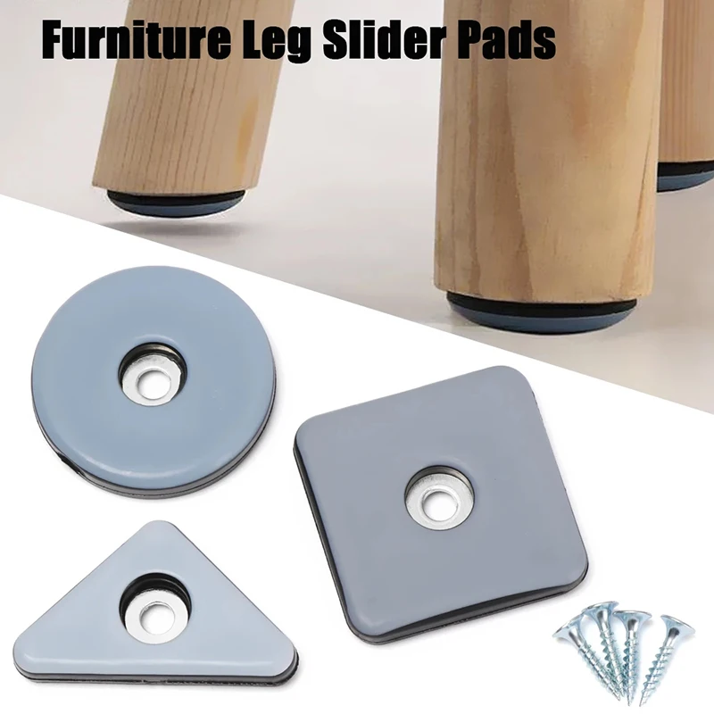 8PCS Furniture Leg Slider Pads with Screw Anti Slip Mat Bumper Damper Anti-collision Pad Floor Protective Sliding Pad