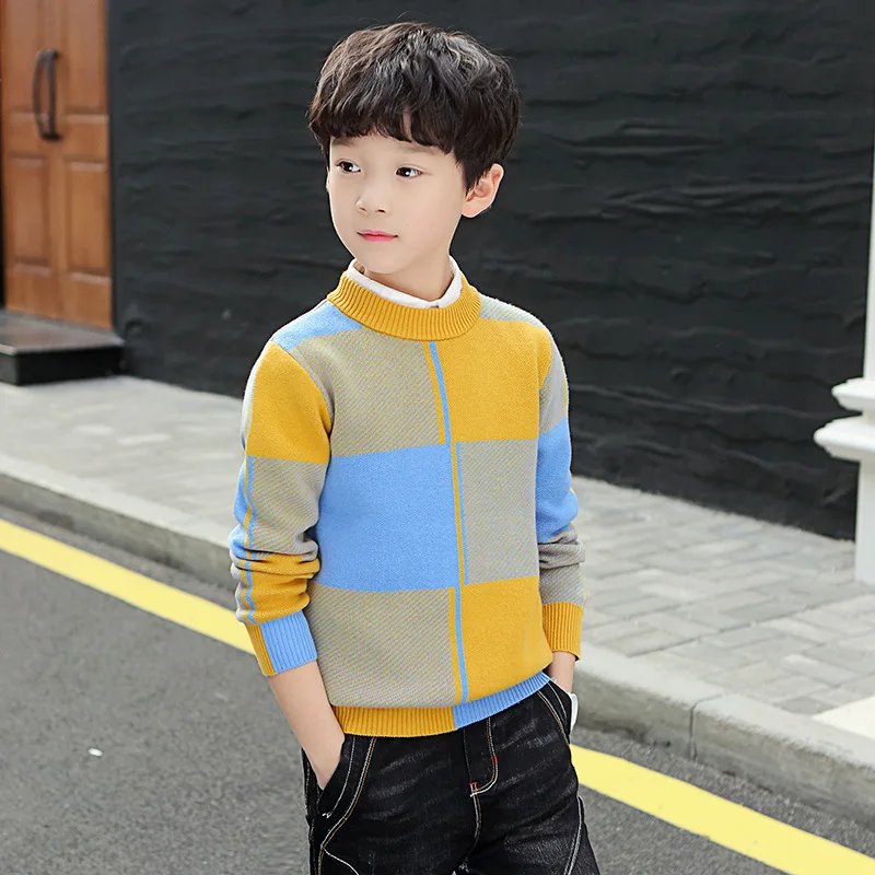Зимняя детская одежда зимняя хлопковый утепленный свитер для мальчиков пуловер