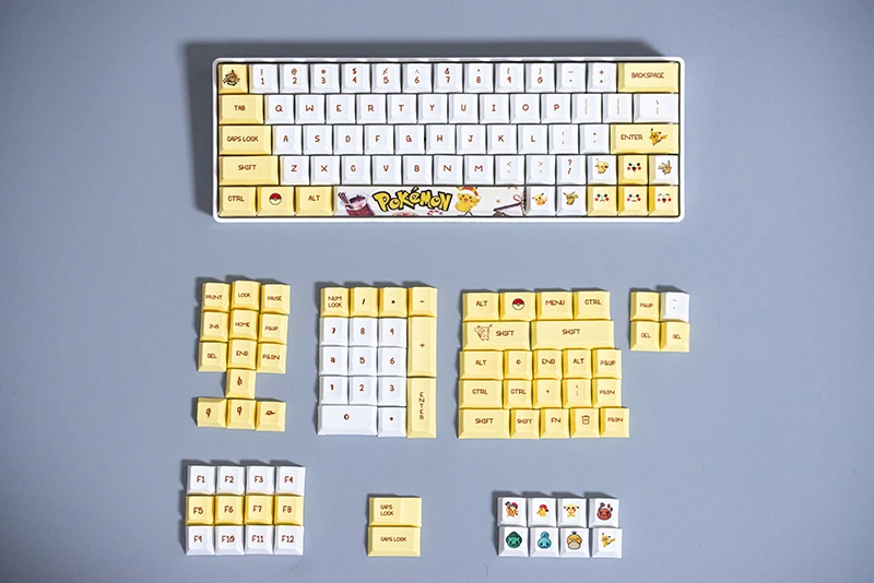 

110/141 key PBT original high heat sublimation key cap picachu key cap for normal 6.25 train keyboard