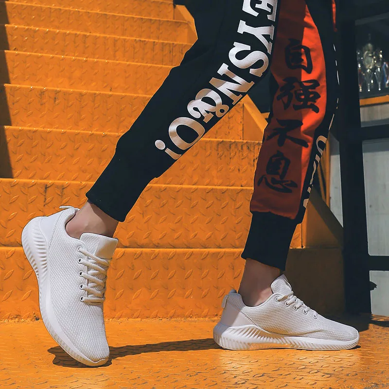 

Mens white shoes breathable Sneaker athletic sale walking Breathable Fashion Light informales spring zapatos running knitting s