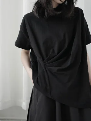 Асимметричная женская футболка Модный Новый плиссированный пуловер в стиле