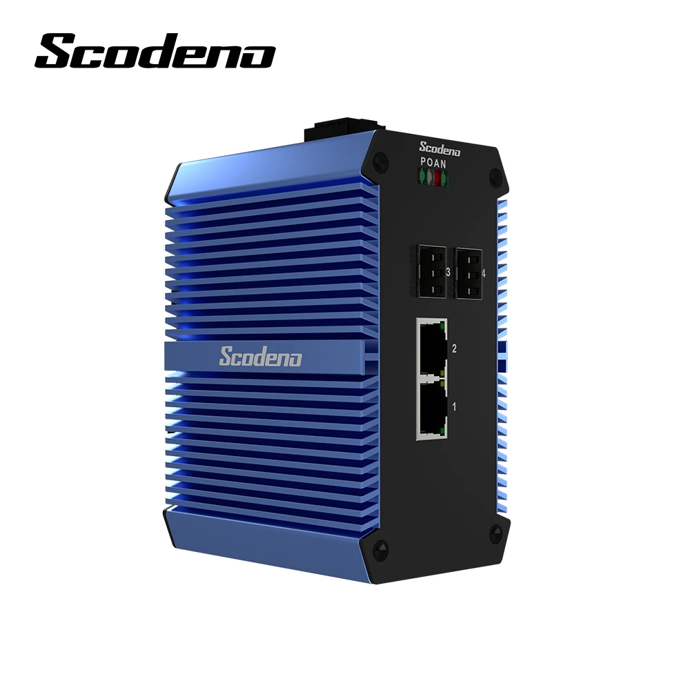 Промышленный гигабитный коммутатор Scodeno с 2 портами PoE + din рейка Неуправляемый