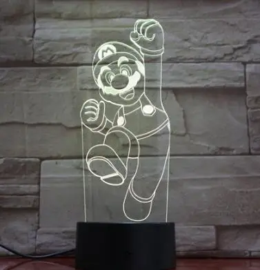 Mario 4 Марио 7 цветов 3d лампа светодиодный ночник для детей сенсорный светодиодный Usb Настольный Lampara Lampe детский спальный ночник комнатный светильник дропшиппинг - Испускаемый цвет: Mario 4
