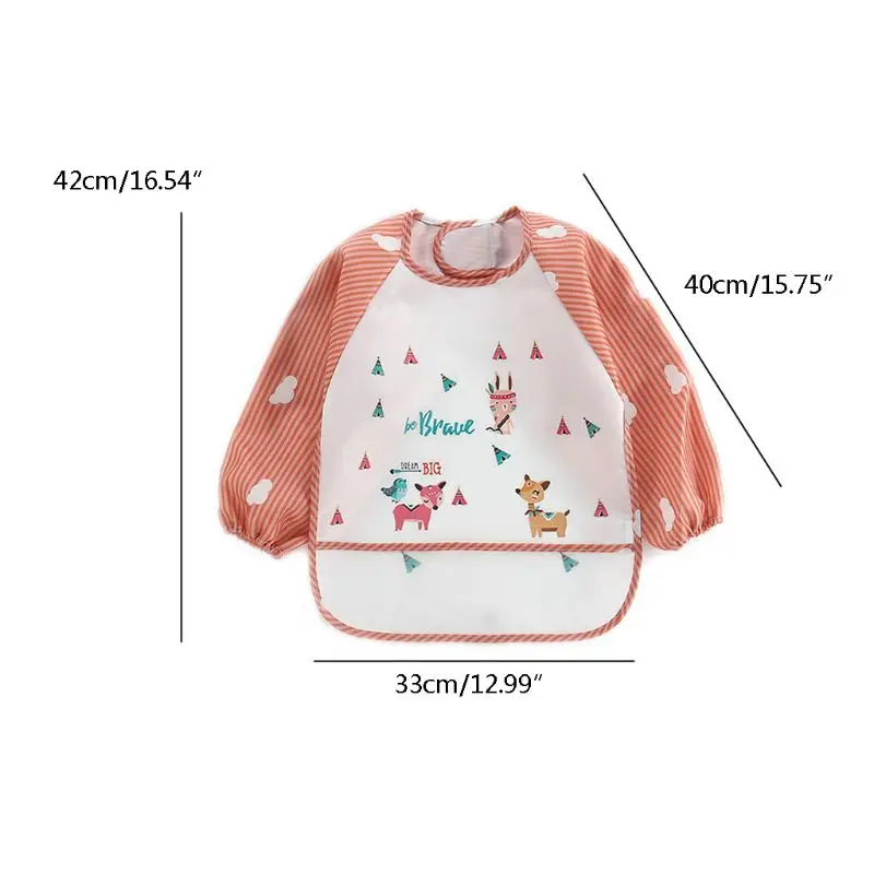 

Baby Kids Toddler Long Sleeve Waterproof Art Smock Feeding Bib Apron Pocket