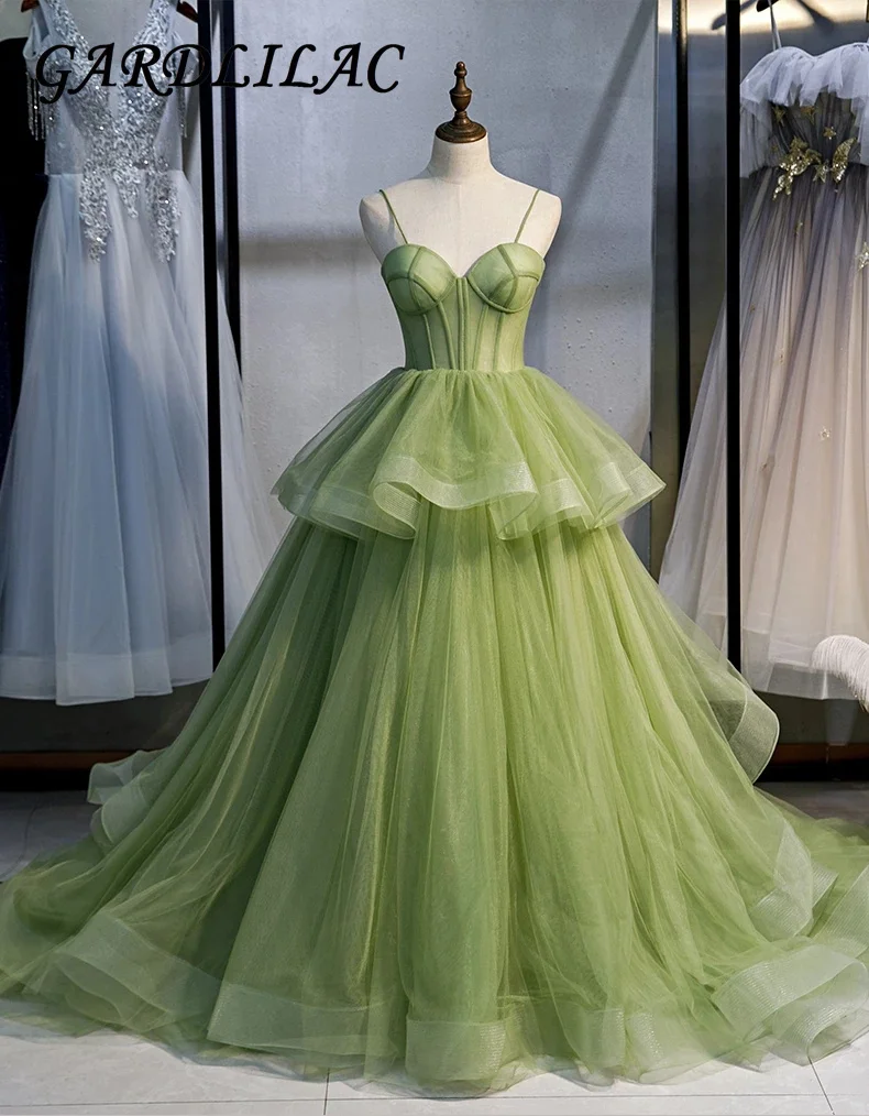 2021 New Light Green Quinceanera Dress Ball Gown Sweetheart Homecoming GownOrganza Ruffle Princess Sweet 16  Vestidos De 15 Años